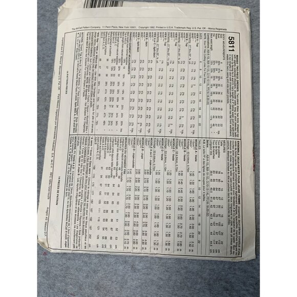 Vintage 1992 McCalls Sewing Pattern 5811 Size 8/10/12 Skirt/Top Set Uncut - Picture 3 of 5